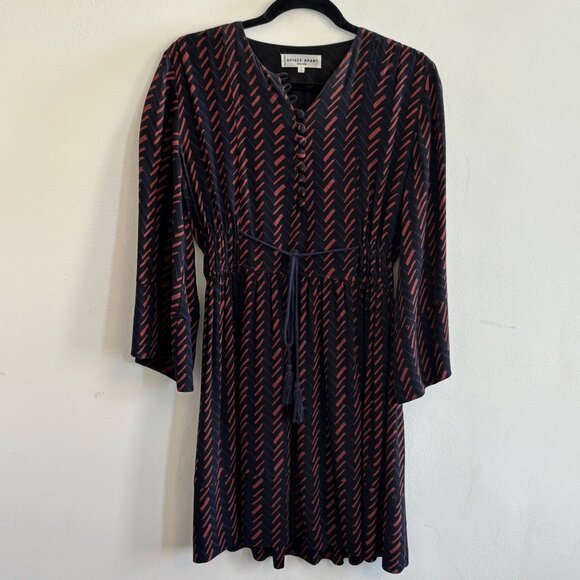 Apiece Apart Navy Hatch Print Upaya Dress - Size 2 - - Picture 3 of 7